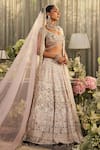 Buy_Isa By Dolly Wahal_Blush Silk, Net Embroidery, Sequins, Crystals, Beads, Esme Bridal Lehenga Set 