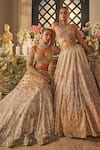 Buy_Isa By Dolly Wahal_Gold Net Sequins, Crystals, Beads, Embroidery Embellished Bridal Lehenga Set 
