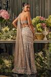 Shop_Isa By Dolly Wahal_Gray Net Sequins, Crystals, Embroidery Halter Lola Metallic Skirt And Blouse Set _at_Aza_Fashions