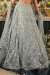 Shop_Isa By Dolly Wahal_Blue Net Mirrors, Sequins, Embroidery Square Neck Cerulean Lehenga Set _Online_at_Aza_Fashions