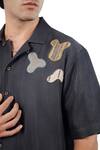 Buy_Raw & Rustic By Niti Bothra_Black Tencel Patchwork Denim Grid Shirt _Online_at_Aza_Fashions