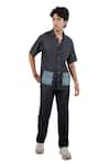 Shop_Raw & Rustic By Niti Bothra_Black Tencel, Denim Patchwork Pocket Shirt _Online_at_Aza_Fashions
