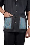 Buy_Raw & Rustic By Niti Bothra_Black Tencel, Denim Patchwork Pocket Shirt 