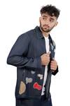 Buy_Raw & Rustic By Niti Bothra_Blue Denim, Tencel Patchwork Dark Grid Zipper Shacket 