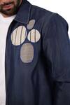 Shop_Raw & Rustic By Niti Bothra_Navy Tencel, Denim Patchwork Dark Blue Urban Nomad Zipper Shacket _Online_at_Aza_Fashions
