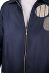 Raw & Rustic By Niti Bothra_Navy Tencel, Denim Patchwork Dark Blue Urban Nomad Zipper Shacket _at_Aza_Fashions
