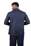 Shop_Raw & Rustic By Niti Bothra_Blue Tencel, Denim Patchwork, Embroidery Dark Midnight Mosaic Zipper Shacket _at_Aza_Fashions