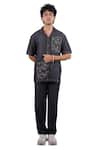 Raw & Rustic By Niti Bothra_Black Tencel, Denim Embroidery, Patchwork Kantha Shirt _Online_at_Aza_Fashions