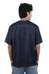 Shop_Raw & Rustic By Niti Bothra_Navy Denim, Tencel Embroidery Dark Blue Kantha Patch Pocket T-shirt _at_Aza_Fashions