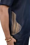 Buy_Raw & Rustic By Niti Bothra_Navy Tencel, Denim Patchwork Dark Blue Artisanal T-shirt _Online_at_Aza_Fashions