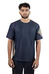 Buy_Raw & Rustic By Niti Bothra_Navy Tencel, Denim Patchwork Dark Blue Artisanal T-shirt 