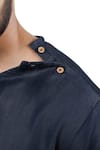 Shop_Raw & Rustic By Niti Bothra_Navy Tencel, Denim Patchwork Dark Blue Artisanal T-shirt 