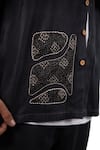 Raw & Rustic By Niti Bothra_Black Tencel, Denim Embroidery, Patchwork Kantha Shacket _Online_at_Aza_Fashions