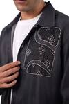 Buy_Raw & Rustic By Niti Bothra_Black Tencel, Denim Embroidery, Patchwork Kantha Shacket _Online_at_Aza_Fashions