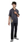 Raw & Rustic By Niti Bothra_Black Tencel, Denim Patchwork Artisanal Shirt _Online_at_Aza_Fashions