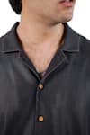 Raw & Rustic By Niti Bothra_Black Tencel, Denim Patchwork Artisanal Shirt _at_Aza_Fashions