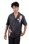 Buy_Raw & Rustic By Niti Bothra_Black Tencel, Denim Patchwork, Embroidery Vintage Shirt _at_Aza_Fashions