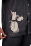 Shop_Raw & Rustic By Niti Bothra_Black Tencel, Denim Patchwork, Embroidery Vintage Shirt _Online_at_Aza_Fashions