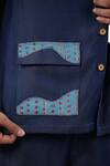 Shop_Raw & Rustic By Niti Bothra_Blue Tencel, Denim Patchwork Dark River Flow Shacket _Online_at_Aza_Fashions