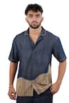 Buy_Raw & Rustic By Niti Bothra_Navy Tencel, Denim Patchwork Dark Blue Urban Shirt _at_Aza_Fashions
