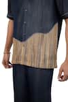 Buy_Raw & Rustic By Niti Bothra_Navy Tencel, Denim Patchwork Dark Blue Urban Shirt _Online_at_Aza_Fashions