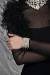 Shop_Joules By Radhika_Gold Plated Pearls, Stones Regal Allure Mesh Bracelet _at_Aza_Fashions