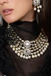 Shop_Joules By Radhika_Green Beads, Crystals, Stones Luxe Halo Beaded Bracelet _at_Aza_Fashions