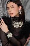 Buy_Joules By Radhika_Green Beads, Crystals, Stones Luxe Halo Beaded Bracelet _at_Aza_Fashions