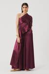 Buy_Aroka_Burgundy Modal, Satin Soiree Pant _at_Aza_Fashions