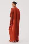 Shop_Aroka_Rust Modal, Satin V-neck Regal Kaftan _at_Aza_Fashions