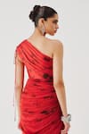 Buy_Aroka_Red Modal, Satin One Shoulder Rosie Draped Dress _Online_at_Aza_Fashions