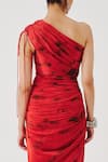 Shop_Aroka_Red Modal, Satin One Shoulder Rosie Draped Dress _Online_at_Aza_Fashions