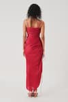 Shop_Aroka_Red Modal, Satin Cowl Neck Cherry Dress _at_Aza_Fashions