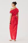 Shop_Aroka_Red Modal, Satin Honey Multiway Skirt _at_Aza_Fashions