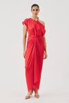Buy_Aroka_Red Modal, Satin Honey Multiway Skirt _at_Aza_Fashions