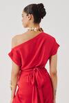 Aroka_Red Modal, Satin Honey Multiway Skirt _Online_at_Aza_Fashions