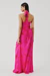 Shop_Aroka_Pink Modal, Satin Halter Neck Bellarose Dress _at_Aza_Fashions
