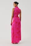 Shop_Aroka_Pink Modal, Satin V-neck Kiara Draped Dress _at_Aza_Fashions