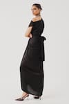 Shop_Aroka_Black Modal, Satin One Shoulder Renaissance Blouse _at_Aza_Fashions