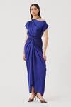 Buy_Aroka_Blue Modal, Satin One Shoulder Renaissace Blouse _at_Aza_Fashions