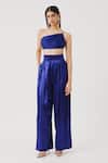 Buy_Aroka_Blue Modal, Satin One Shoulder Hydra Asymmetric Top _at_Aza_Fashions