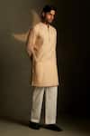 Buy_Charkhee_Beige Chanderi, Voile, Poplin Embroidery Mul Kurta With Pant _Online_at_Aza_Fashions