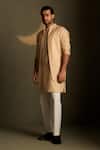 Buy_Charkhee_Beige Chanderi, Voile, Poplin Embroidery Mul Kurta And Bundi Set _at_Aza_Fashions