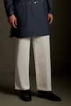 Charkhee_Navy Chanderi, Voile, Poplin Embroidery Mul Kurta With Pant _Online_at_Aza_Fashions