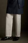 Charkhee_Navy Chanderi, Voile, Poplin Embroidery Mul Kurta And Bundi Set _Online_at_Aza_Fashions