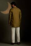 Shop_Charkhee_Olive Green Chanderi, Voile, Poplin Embroidery Mul Kurta With Pant _at_Aza_Fashions