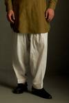 Buy_Charkhee_Olive Green Chanderi, Voile, Poplin Embroidery Mul Kurta With Pant _Online_at_Aza_Fashions