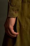 Charkhee_Olive Green Chanderi, Voile, Poplin Embroidery Mul Kurta With Pant _at_Aza_Fashions