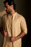 Buy_Charkhee_Beige Chanderi, Voile Embroidery Moon Pattern Bundi _Online_at_Aza_Fashions