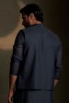 Shop_Charkhee_Blue Chanderi, Voile Embroidery Moon Pattern Bundi _at_Aza_Fashions